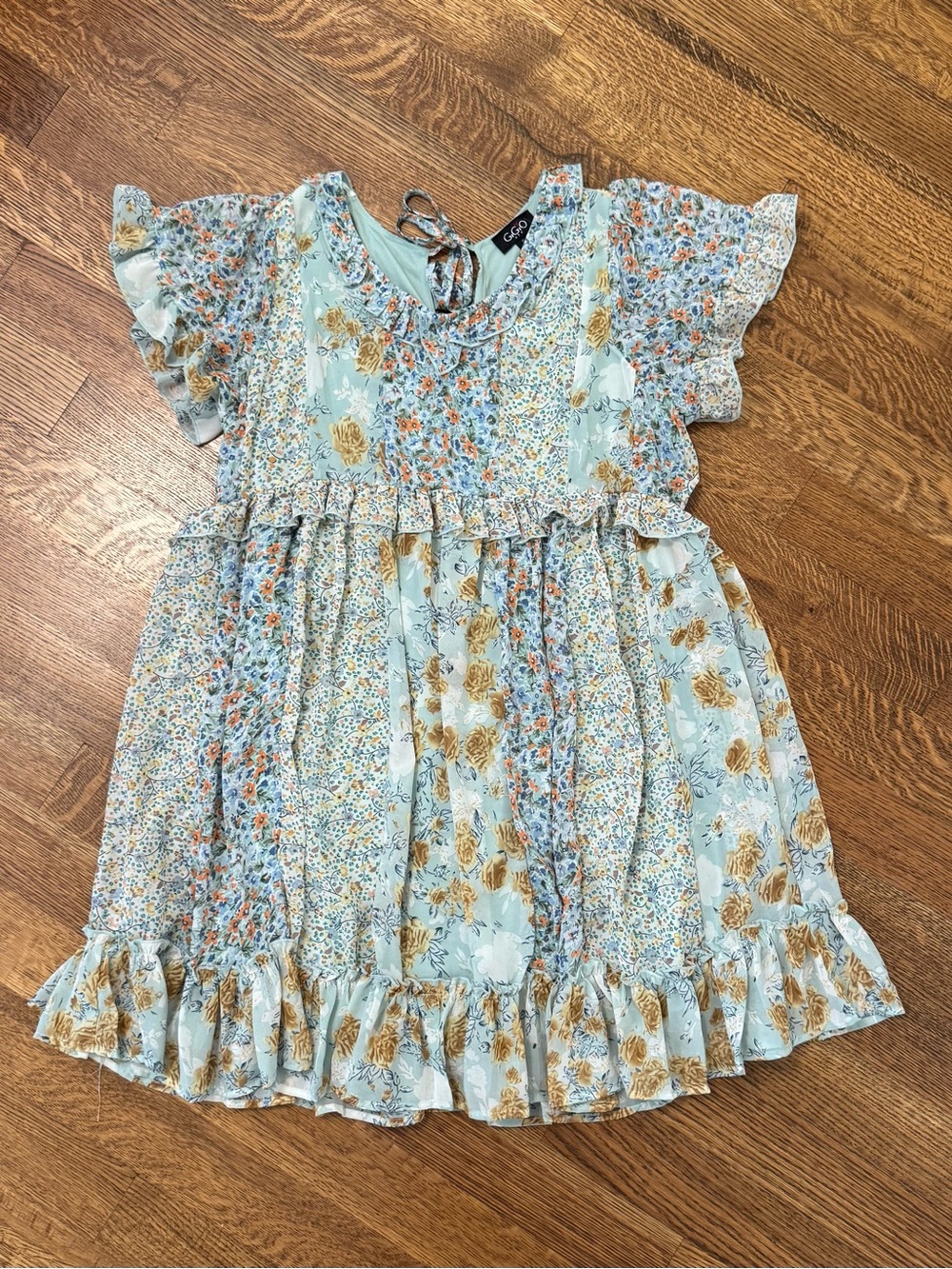 Women’s Sage Floral Feminine Ruffle Dress Size Small Romantic Cottagecore - Picture 2 of 8